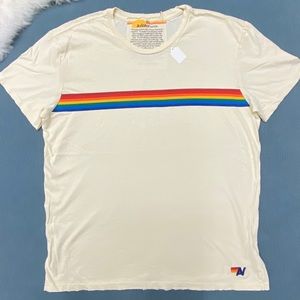 NWT Aviator Nation Rainbow Sunset Tee Vtg White XL